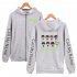 Men Women Printed Casual Loose Zip Up Hooded Sweater Tops Gray A 4XL