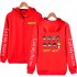 Men Women Printed Casual Loose Zip Up Hooded Sweater Tops Red A S