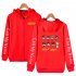 Men Women Printed Casual Loose Zip Up Hooded Sweater Tops Red A S