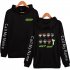 Men Women Printed Casual Loose Zip Up Hooded Sweater Tops Black A L