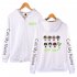 Men Women Printed Casual Loose Zip Up Hooded Sweater Tops White A XL