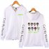 Men Women Printed Casual Loose Zip Up Hooded Sweater Tops White A 4XL