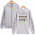 Men Women Printed Casual Loose Zip Up Hooded Sweater Tops Gray A M