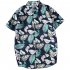 Men Women Printing Shirts Short Sleeve Floral Casual Blouse 8867 gray S