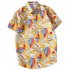 Men Women Printing Shirts Short Sleeve Floral Casual Blouse 8867 gray XL