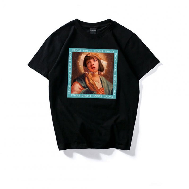 Men Women Retro Virgin Mary Funny Printed Short Sleeve Summer Hip Hop Casual T-Shirts