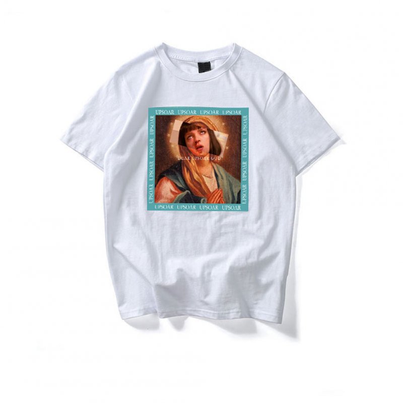 Men Women Retro Virgin Mary Funny Printed Short Sleeve Summer Hip Hop Casual T-Shirts