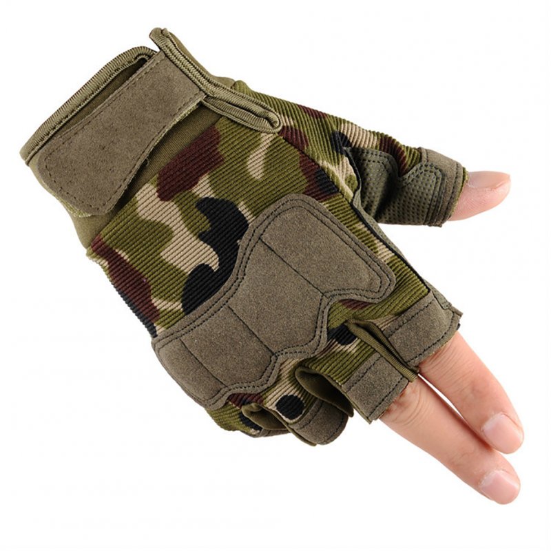 Men Women Riding Gloves Camouflage Half Finger Non-slip Outdoor Climbing Cycling Mitten camouflage M