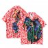 Men Women Short Sleeve Lapel Shirt Holiday Style Retro Abstract Printing Loose Casual Coat Shirt CK13 2XL