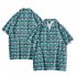 Men Women Short Sleeve Shirts Button Up Lapel Collar Vintage Hong Kong Style Loose Beach Tops CK01 M
