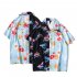 Men Women Short Sleeve Shirts Button Up Lapel Collar Vintage Hong Kong Style Loose Beach Tops CK02 2XL