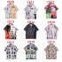 Men Women Short Sleeve Shirts Button Up Lapel Collar Vintage Hong Kong Style Loose Beach Tops CK04 M
