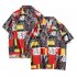 Men Women Short Sleeve Shirts Button Up Lapel Collar Vintage Hong Kong Style Loose Beach Tops CK04 M