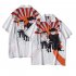 Men Women Short Sleeve Shirts Button Up Lapel Collar Vintage Hong Kong Style Loose Beach Tops CK04 M