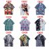Men Women Short Sleeve Shirts Button Up Lapel Collar Vintage Hong Kong Style Loose Beach Tops CK08 L