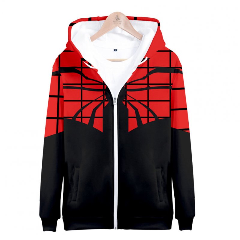 Men Women Simple Casual Spiderman Heroes Printing Hooded Zipper Sweater Style C_S