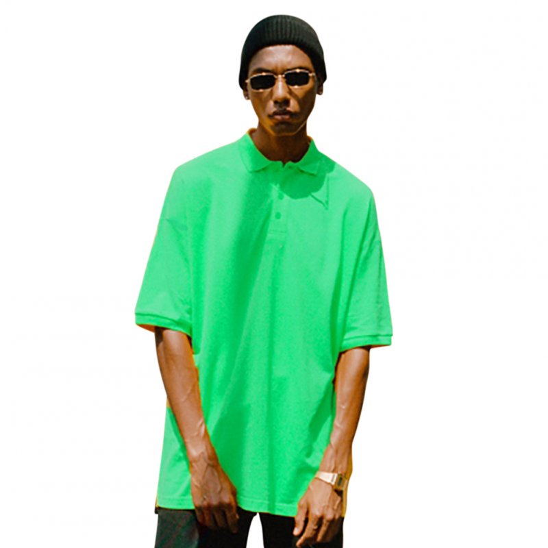 Men Women Solid Color Short-sleeved T-shirts green_XXL