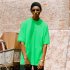 Men Women Solid Color Short sleeved T shirts green XXL