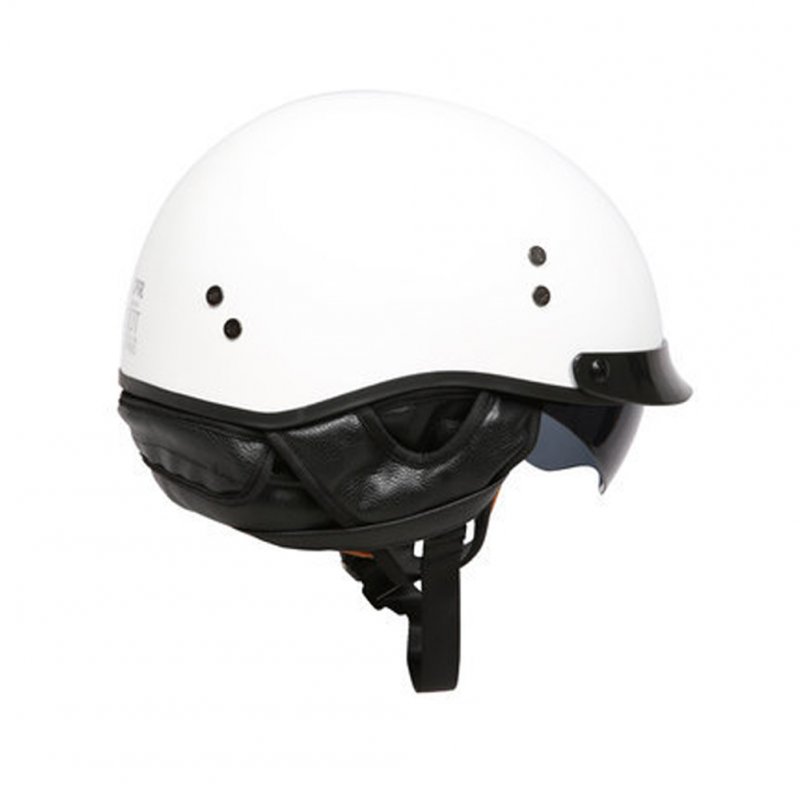 Retro Helemt Half Face Motorcylce Hat FRP Prince Helmet Bright white XXL