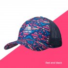 Men Women Sports Adjustable Sun Visor Baseball Cap Trucker Hat Mesh Back For Running Hiking Marathon Trail Red black Free size