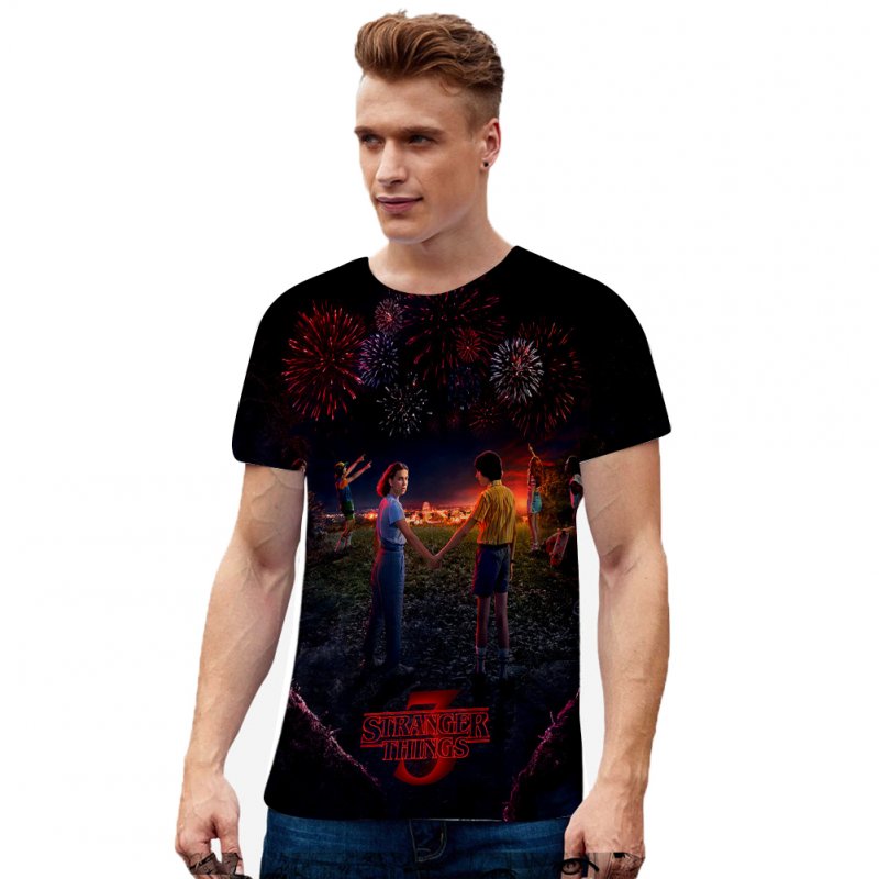 Men Women Stranger Things 3D Color Printing Short Sleeve T Shirt Q-3662-YH01 A_XL