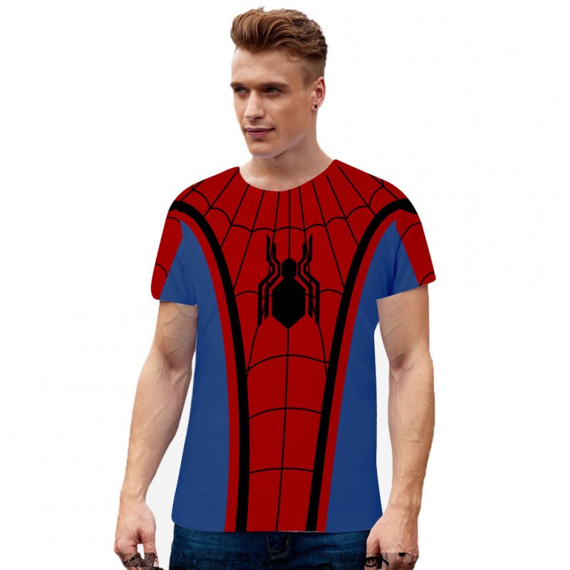 Men Women Summer Cool Marvel Movies Spiderman 3D Printing Berathable Short Sleeve T-shirt  B_XXL