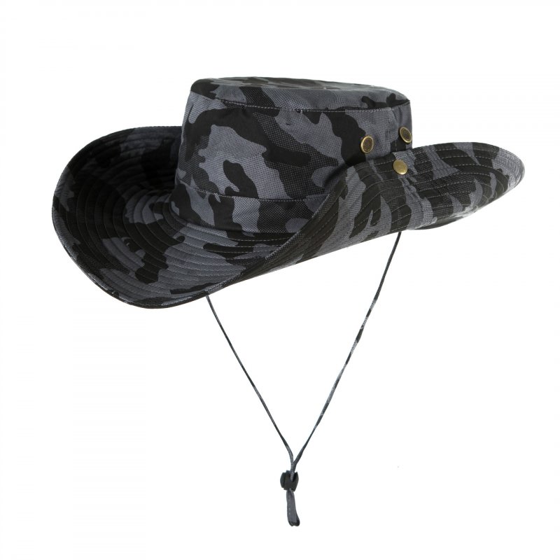 Men Women Summer Hat Outdoor Ultraviolet-proof Fisherman Hat for Travel Climbing Fishing Dark gray camouflage