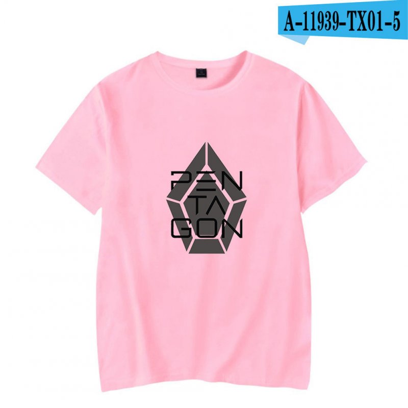 Men Women Summer Seventeen Korean Group Casual Loose T-shirt A pink_S