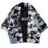 Men Women Sunscreen Loose Dark Color Printing Kimono Cardigan Shirt 1921 dark floral black XL