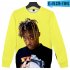 Men Women Sweatshirt JUICE WRLD Head Portrait Printing Crew Neck Unisex Loose Pullover Tops Yellow M