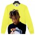 Men Women Sweatshirt JUICE WRLD Head Portrait Printing Crew Neck Unisex Loose Pullover Tops Yellow M