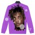 Men Women Sweatshirt JUICE WRLD Head Portrait Printing Crew Neck Unisex Loose Pullover Tops Purple M