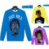 Men Women Sweatshirt JUICE WRLD Head Portrait Printing Crew Neck Unisex Loose Pullover Tops Blue M