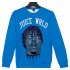 Men Women Sweatshirt JUICE WRLD Head Portrait Printing Crew Neck Unisex Loose Pullover Tops Blue L