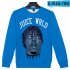 Men Women Sweatshirt JUICE WRLD Head Portrait Printing Crew Neck Unisex Loose Pullover Tops Blue L