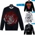 Men Women Sweatshirt Juice WRLD Portrait Flower Skull Crew Neck Unisex Loose Pullover Tops E 01443 S