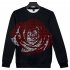 Men Women Sweatshirt Juice WRLD Portrait Flower Skull Crew Neck Unisex Loose Pullover Tops E 01443 L