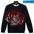 Men Women Sweatshirt Juice WRLD Portrait Flower Skull Crew Neck Unisex Loose Pullover Tops E 01443 M