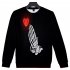 Men Women Sweatshirt Juice WRLD Flower Heart Printing Crew Neck Unisex Loose Pullover Tops Black S