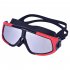 Men Women Swimming Goggles Thickened Waterproof High definition Double Layer Anti fog Swim Eyewear F black red silver plated