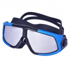 Men Women Swimming Goggles Thickened Waterproof High-definition Double Layer Anti-fog Swim Eyewear H black blue silver plated