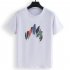 Men Women T Shirt Short Sleeve Summer Loose Feather Printing Couple Tops White XXXL