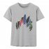 Men Women T Shirt Short Sleeve Summer Loose Feather Printing Couple Tops Gray XL
