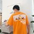Men Women T shirt Summer Oversize Printing Short Sleeve Shirt Orange L