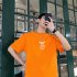 Men Women T shirt Summer Oversize Printing Short Sleeve Shirt Orange M