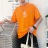 Men Women T shirt Summer Oversize Printing Short Sleeve Shirt Orange XL