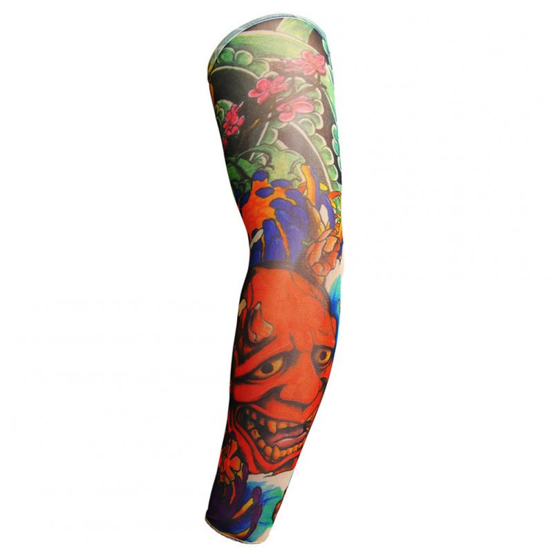 Men Women Tattoo Sleeves Outdoor Sunproof Cool Temporary Sunscreen Arm Sleeves For Outsoor Cycling Running Driving Sports TS-77 One size fits all (L)