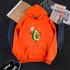Men Women Thicken Hoodie Sweatshirt Cartoon Avocado Loose Autumn Winter Pullover Tops Orange L