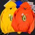 Men Women Thicken Hoodie Sweatshirt Cartoon Avocado Loose Autumn Winter Pullover Tops Orange XXL