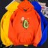 Men Women Thicken Hoodie Sweatshirt Cartoon Avocado Loose Autumn Winter Pullover Tops Yellow XXXL